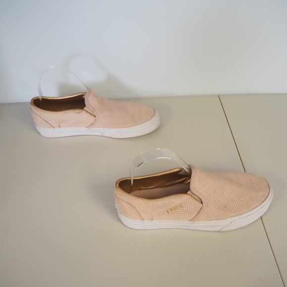Vans Off the Wall Asher Suede Leather Perforated Slip‎ Ons Rose Pink Womens Sz 8 - Picture 3 of 10
